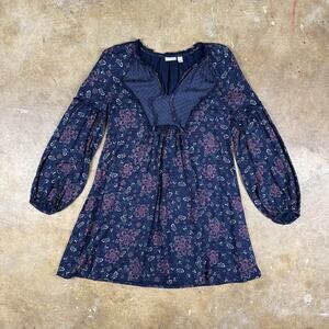 Nordstrom HINGE Boho Floral Mini Dress Cottagecore Peasant Style XS